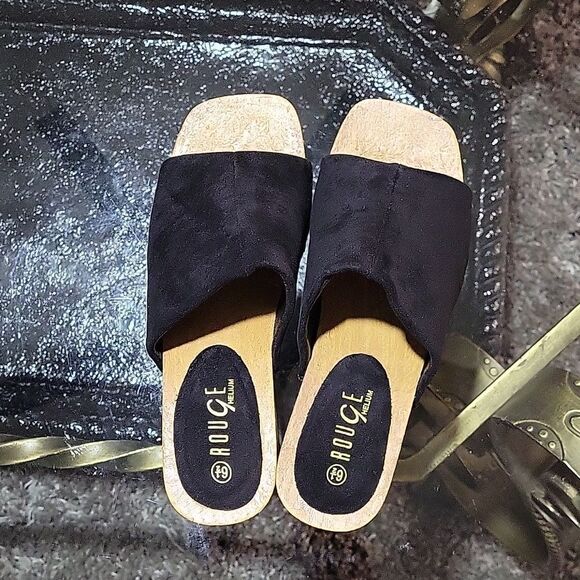 BRAND NEW ROUGE HELUIM SUEDE WOODEN BLOCK HEEL SANDAL - Picture 8 of 16